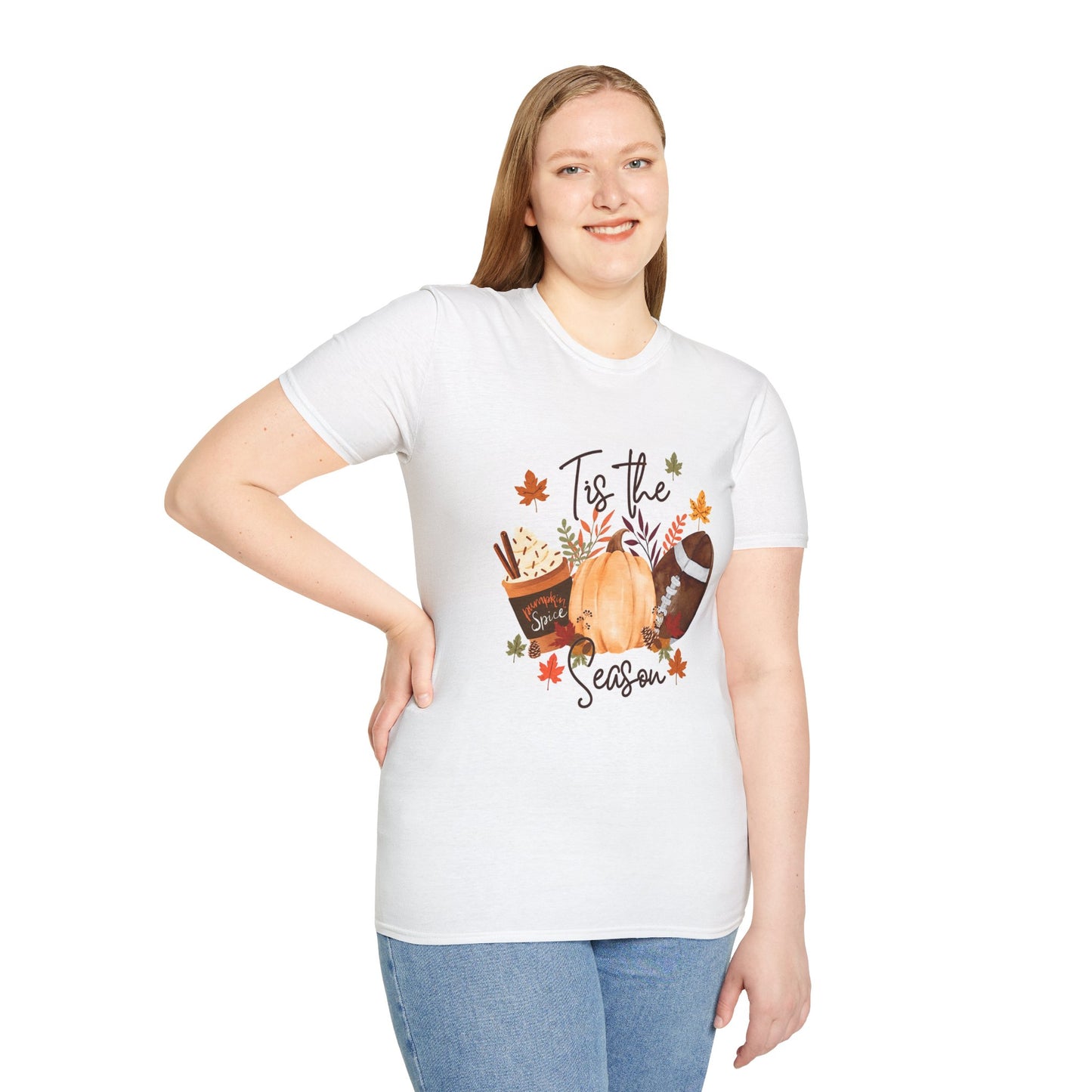 T-Shirt — "Tis the Season" Fall Pumpkin Football Graphic Tee
