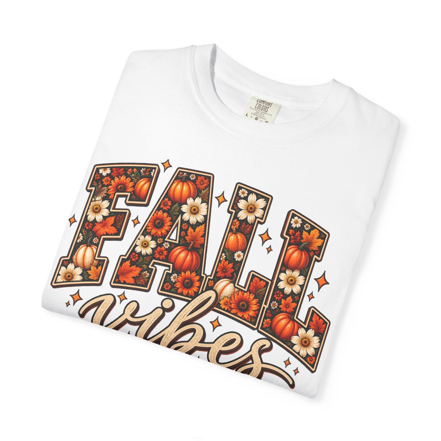 Fall Vibes Graphic Tee – Pumpkin & Floral Autumn Shirt