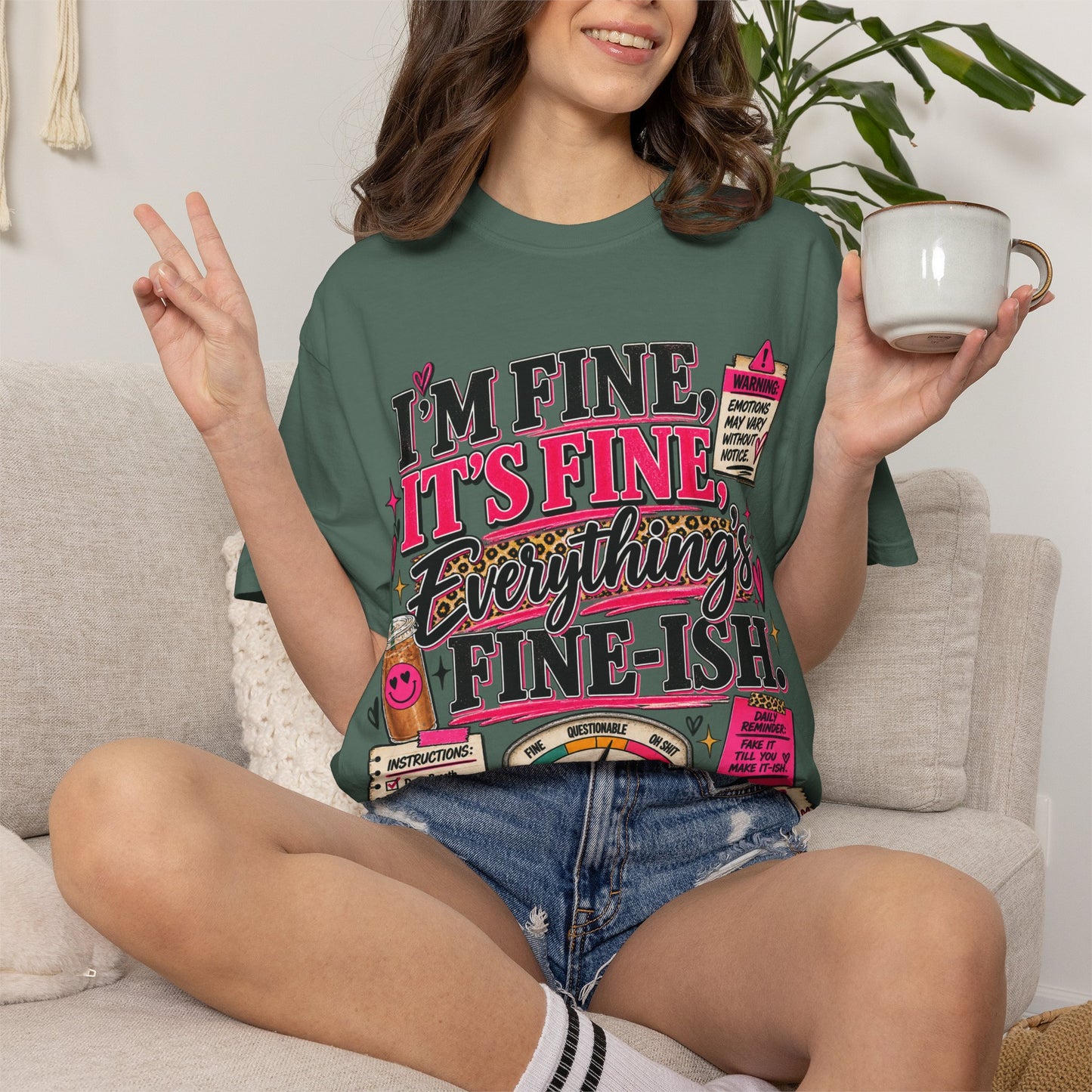 I’m Fine It’s Fine Everything’s Fine-ish Graphic Tee – Funny Women’s Shirt