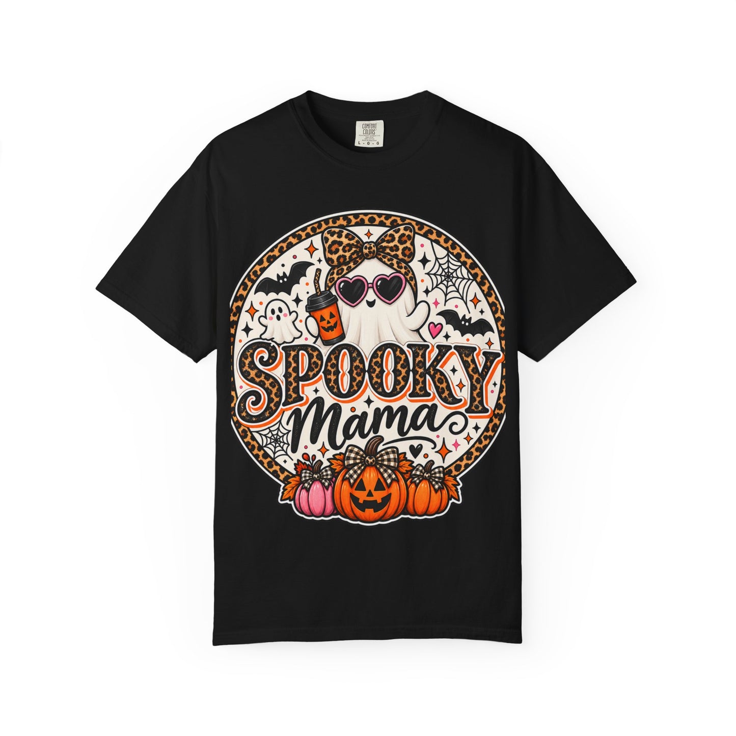 Spooky Mama Ghost Graphic Tee – Cute Leopard Halloween Shirt