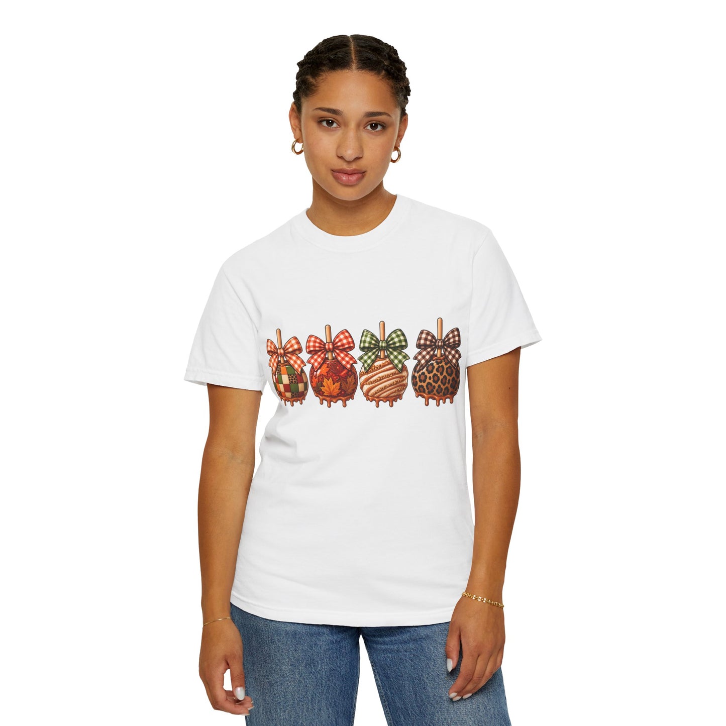 Fall Caramel Apple Graphic Tee – Cute Autumn Bow Shirt