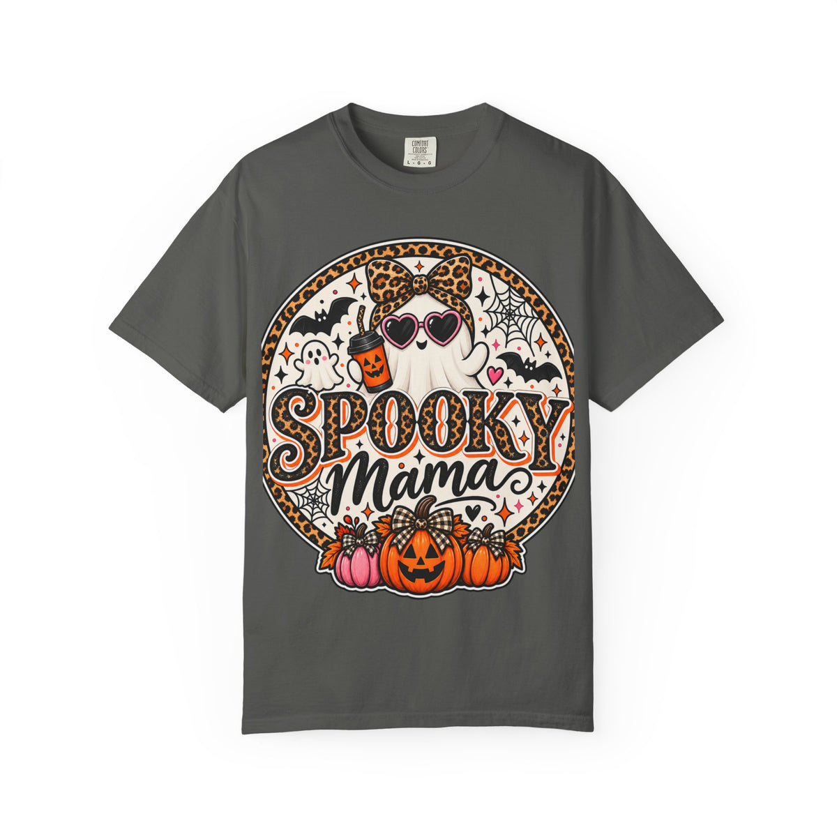 Spooky Mama Ghost Graphic Tee – Cute Leopard Halloween Shirt