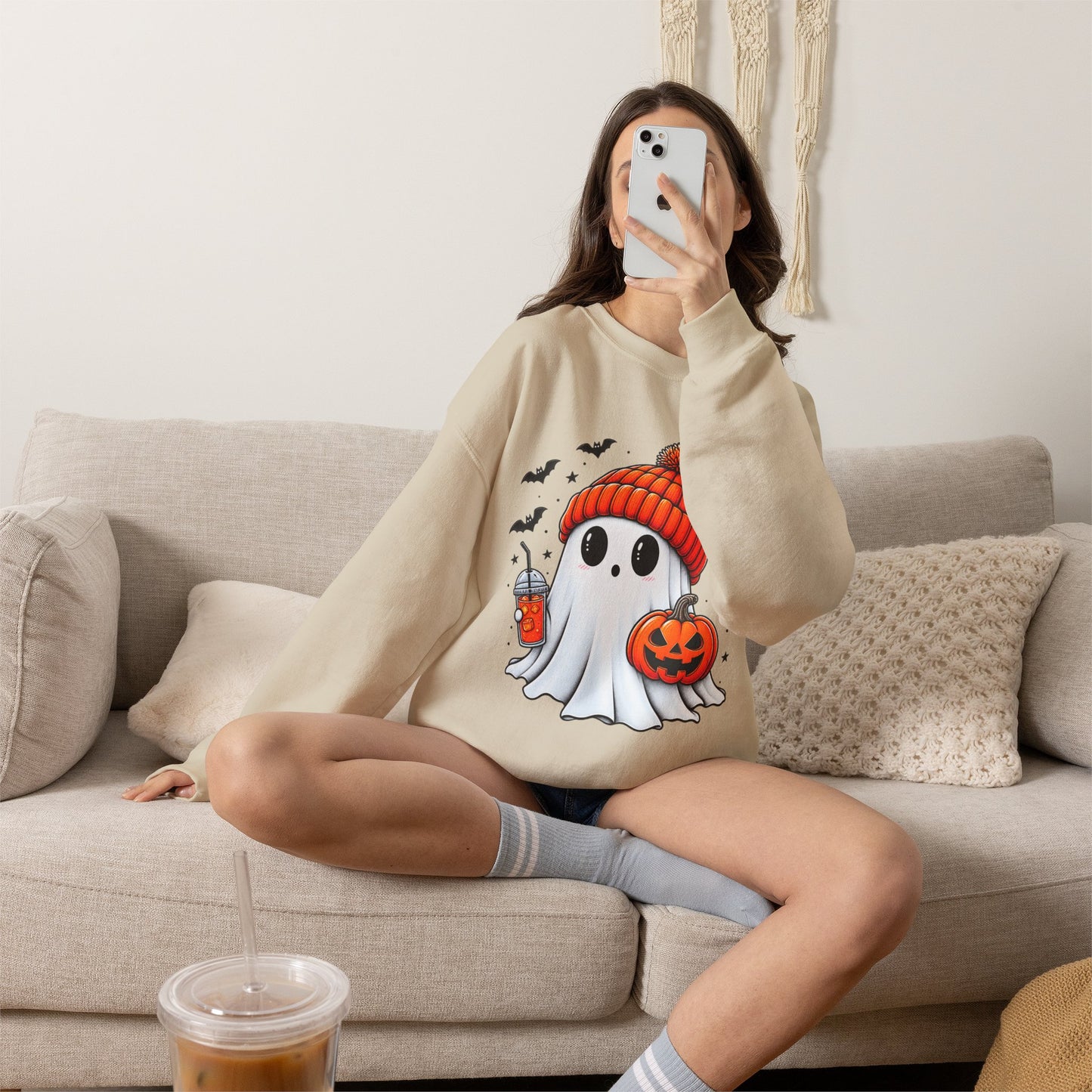 Cute Spooky Ghost Sweatshirt | Cozy Halloween Crewneck