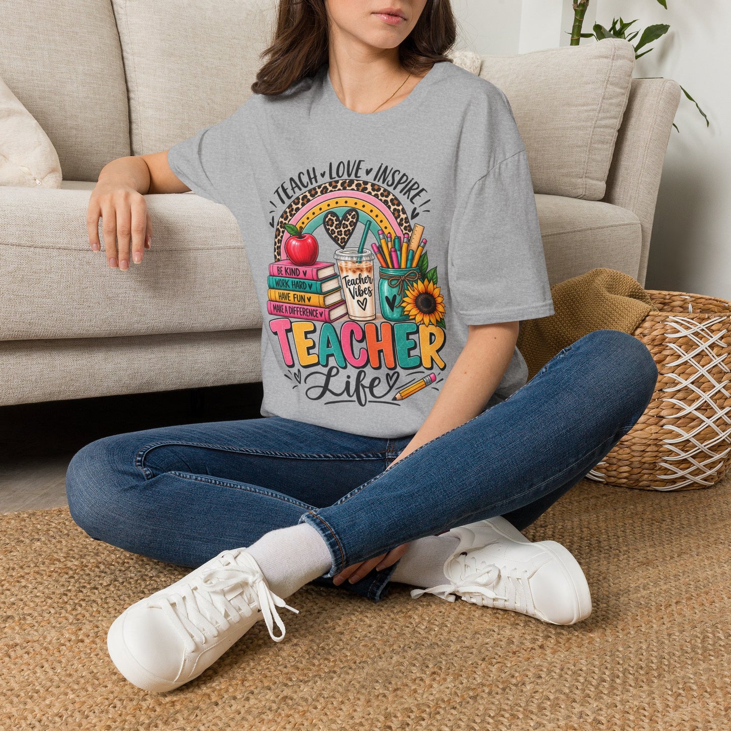 Teacher Life T-Shirt — Teach • Love • Inspire Rainbow Classroom Design