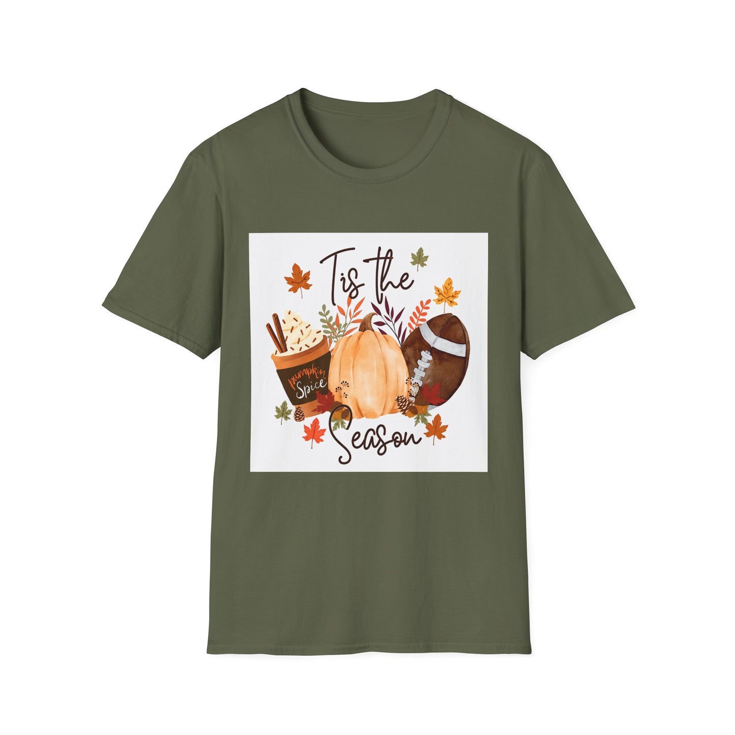 T-Shirt — "Tis the Season" Fall Pumpkin Football Graphic Tee
