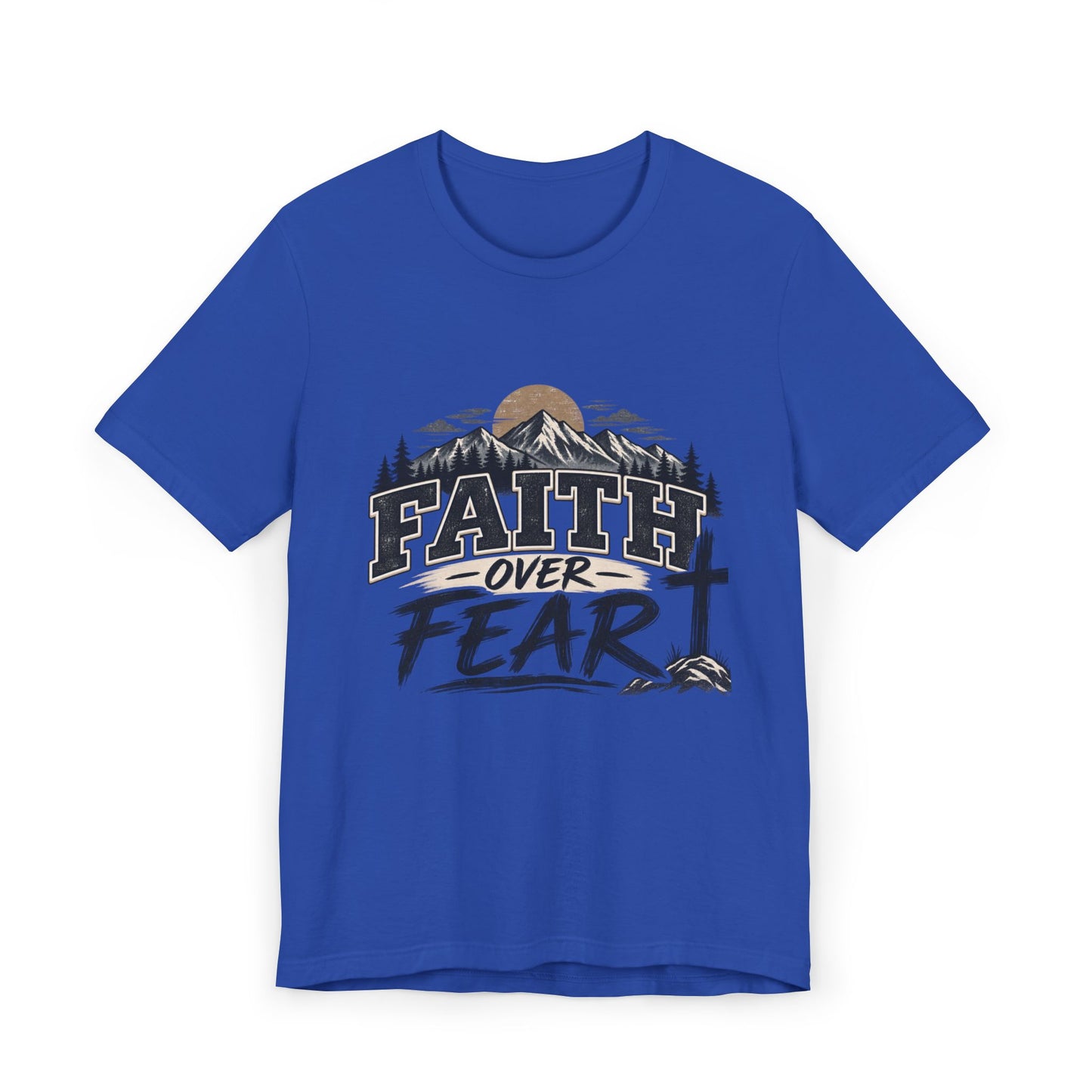 Faith Over Fear T-Shirt — Christian Inspirational Mountain Cross Tee
