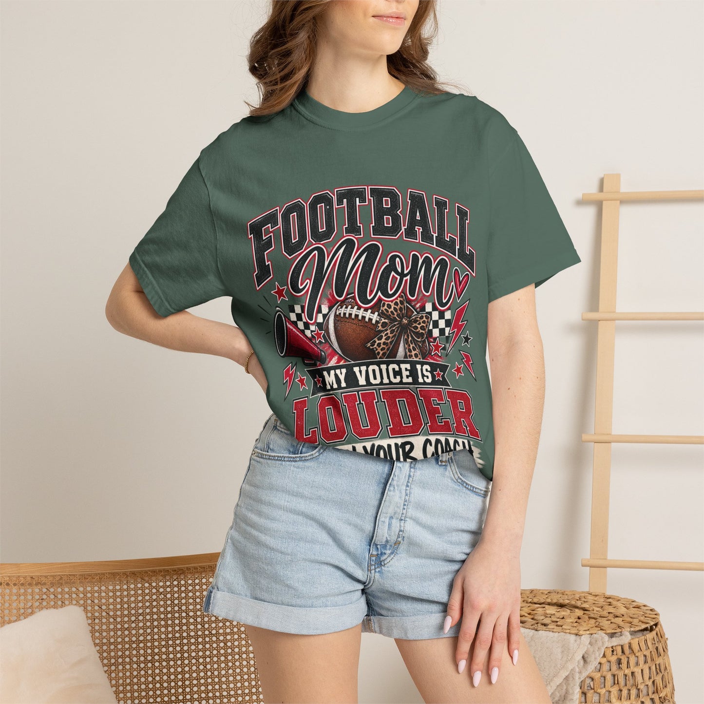 Football Mom Louder Than Your Coach Graphic Tee