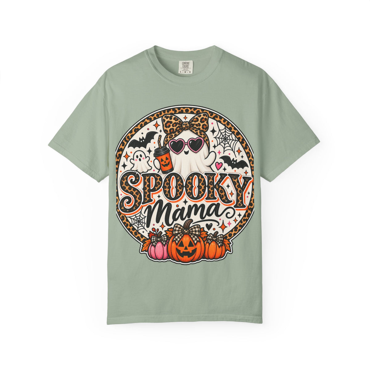 Spooky Mama Ghost Graphic Tee – Cute Leopard Halloween Shirt
