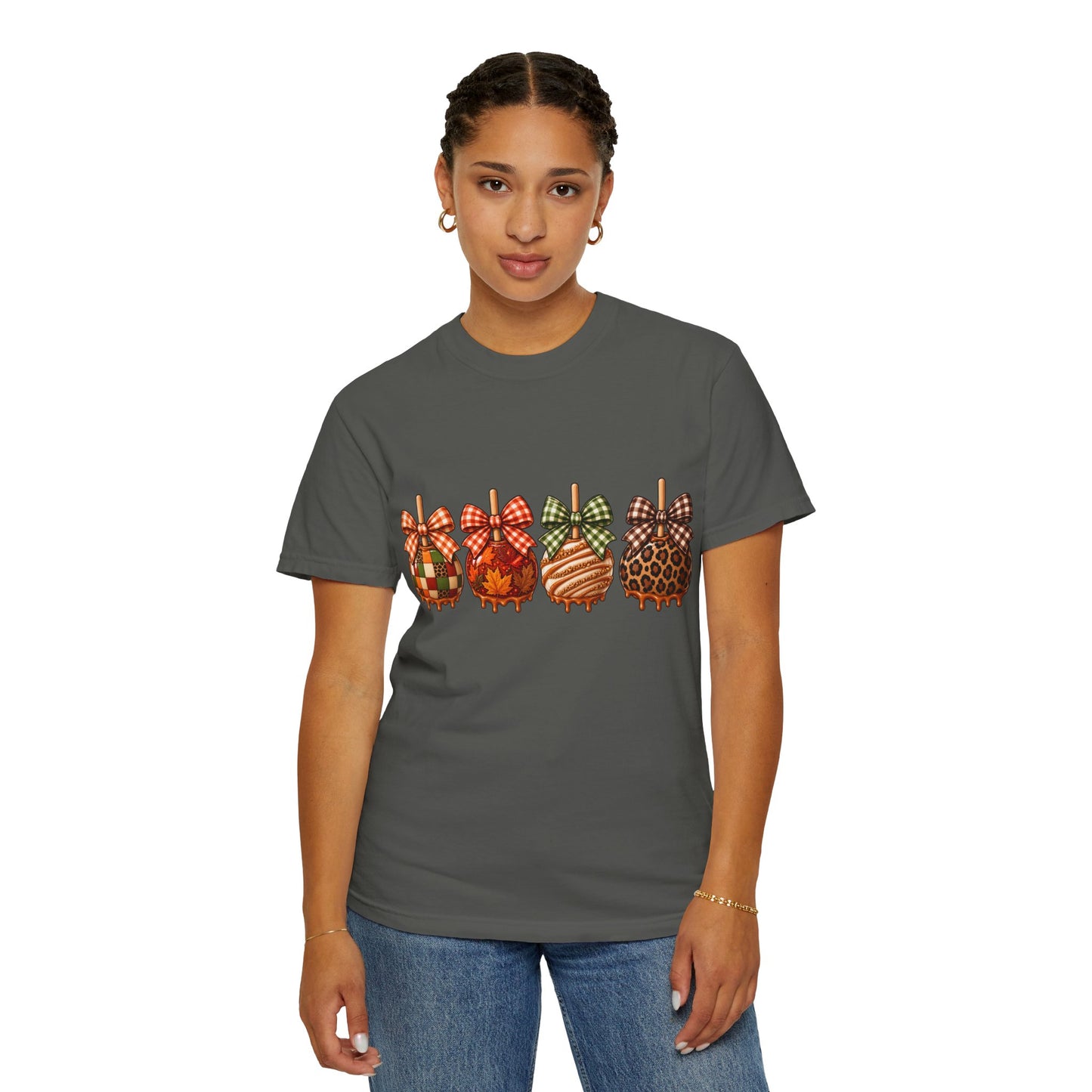 Fall Caramel Apple Graphic Tee – Cute Autumn Bow Shirt