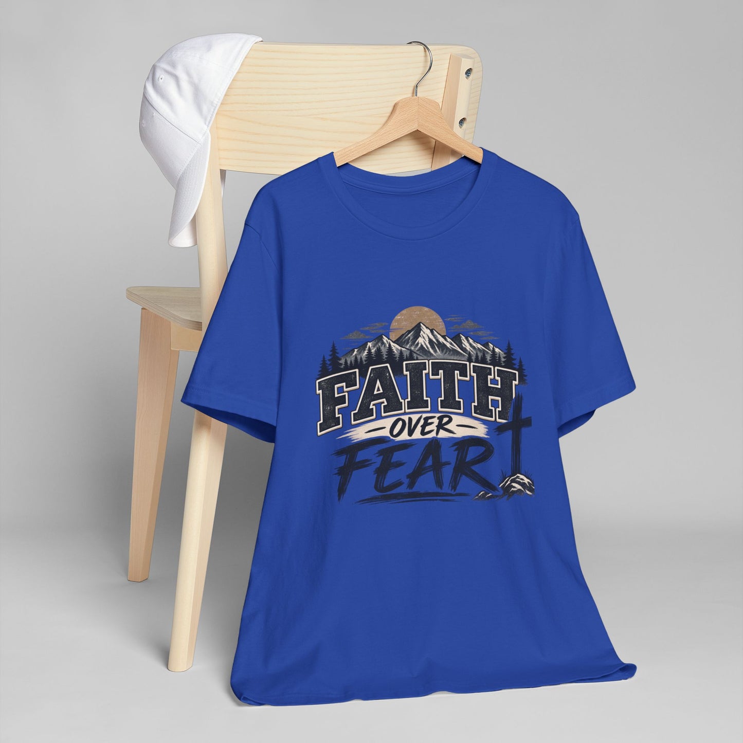 Faith Over Fear T-Shirt — Christian Inspirational Mountain Cross Tee