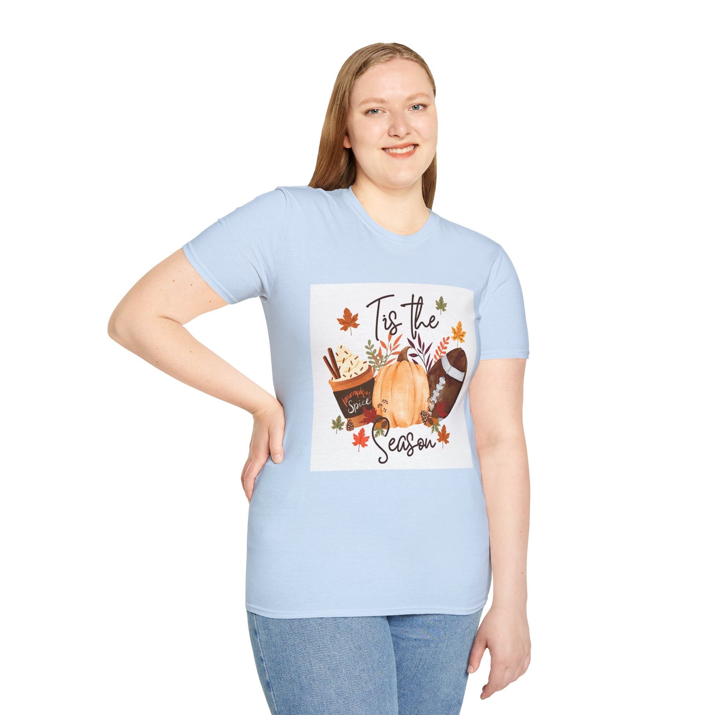T-Shirt — "Tis the Season" Fall Pumpkin Football Graphic Tee