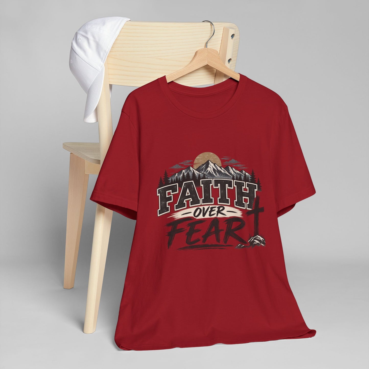 Faith Over Fear T-Shirt — Christian Inspirational Mountain Cross Tee