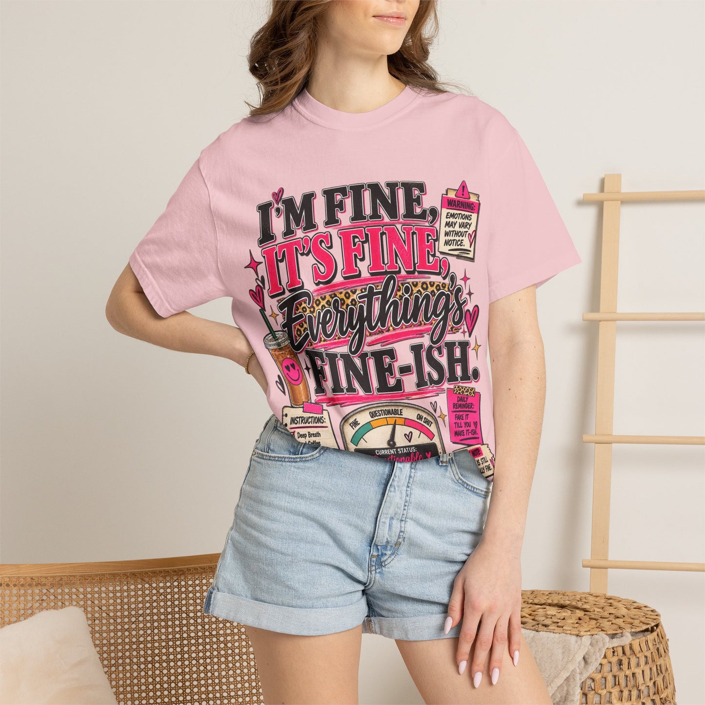 I’m Fine It’s Fine Everything’s Fine-ish Graphic Tee – Funny Women’s Shirt
