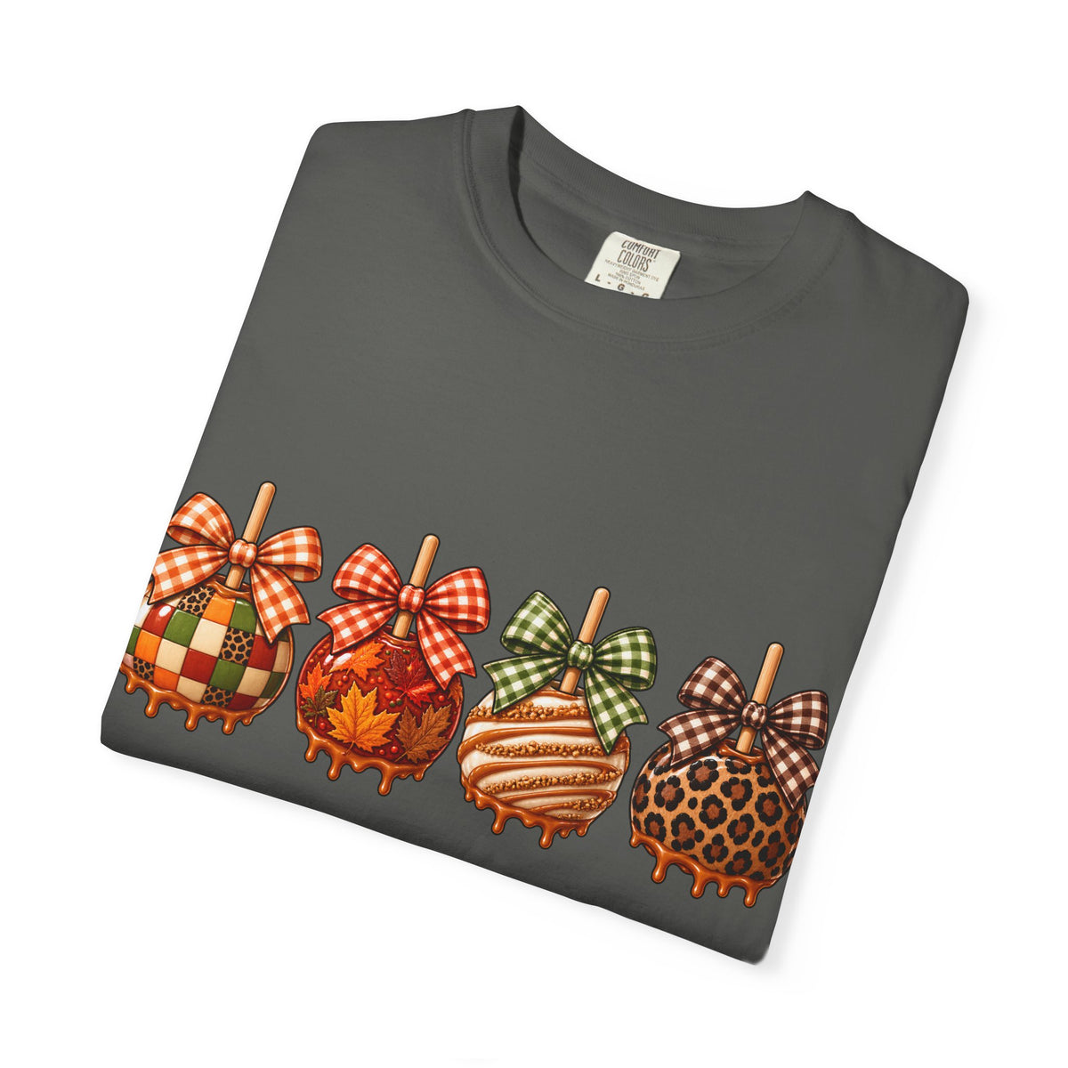 Fall Caramel Apple Graphic Tee – Cute Autumn Bow Shirt