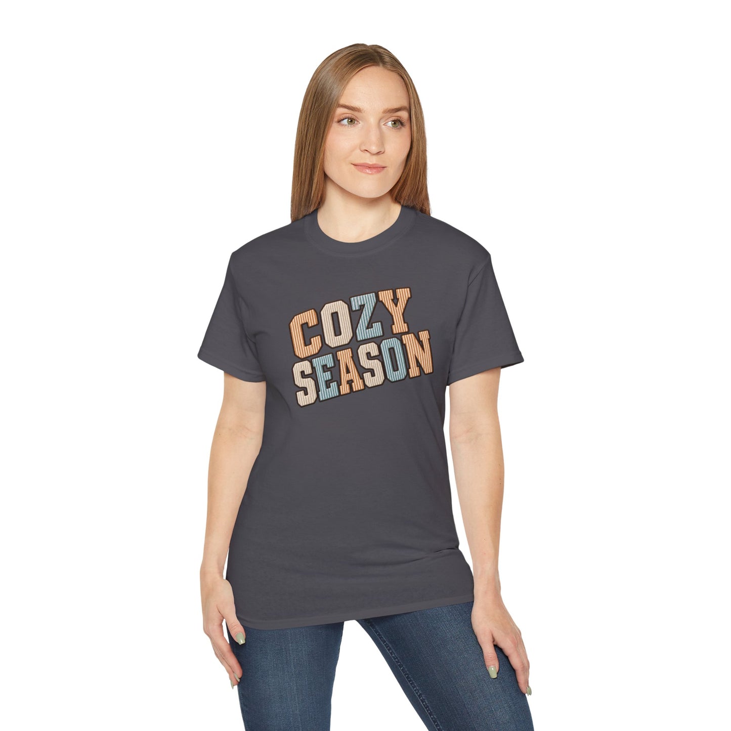 Cozy Season Tee — Retro Block Letter Fall Graphic T-Shirt