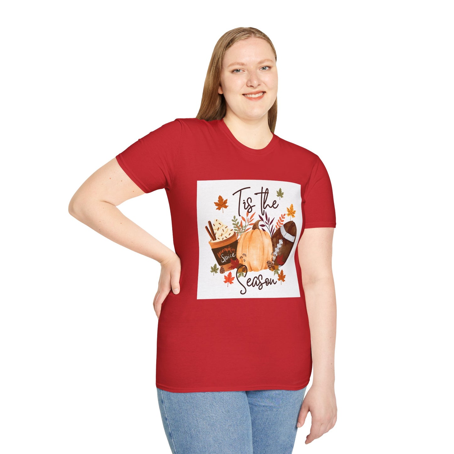 T-Shirt — "Tis the Season" Fall Pumpkin Football Graphic Tee