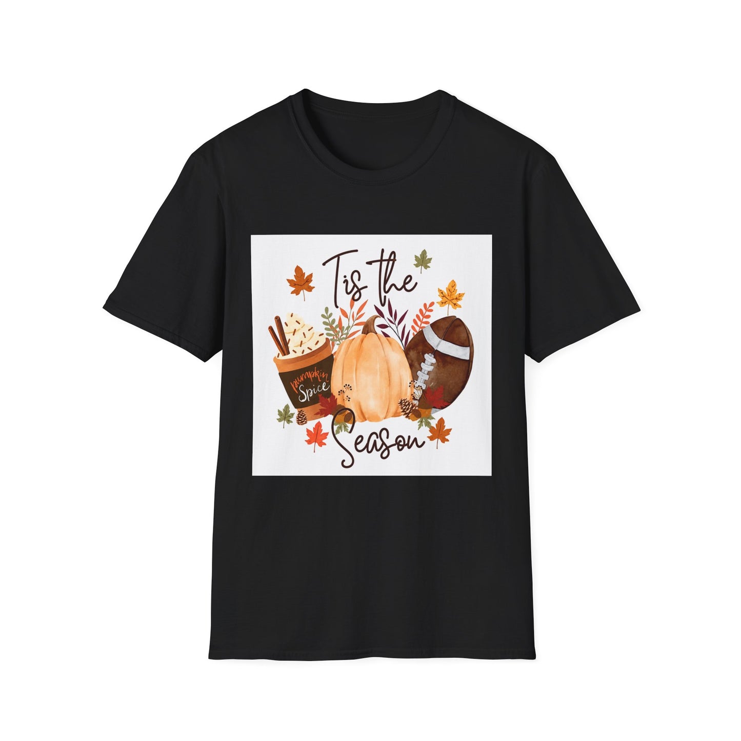 T-Shirt — "Tis the Season" Fall Pumpkin Football Graphic Tee