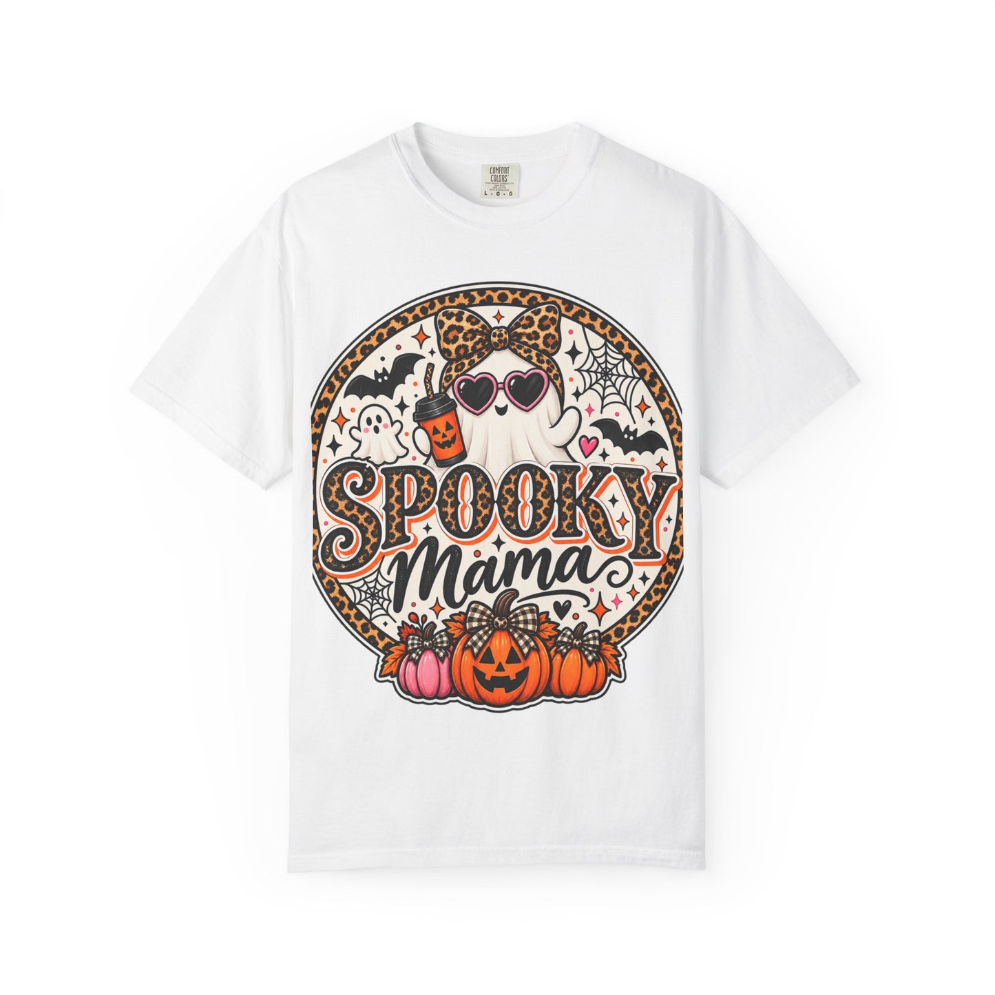 Spooky Mama Ghost Graphic Tee – Cute Leopard Halloween Shirt