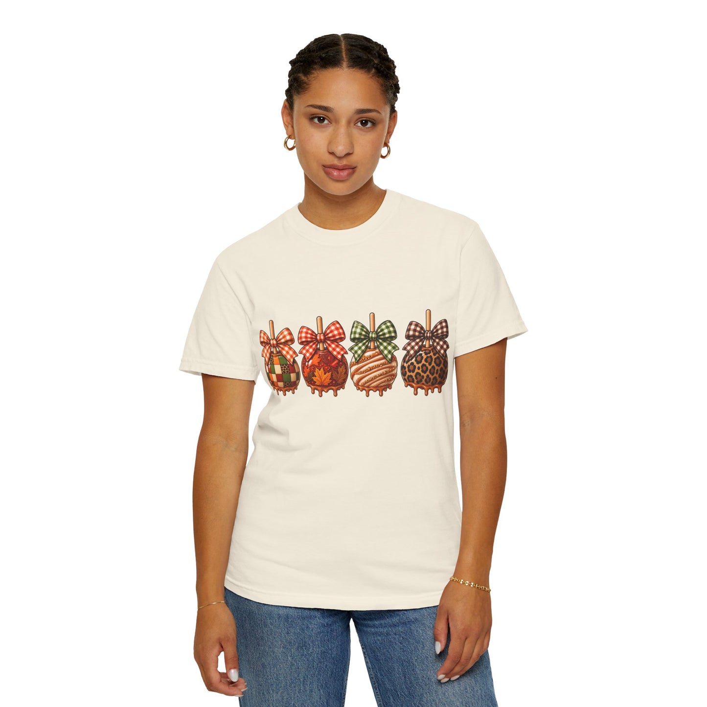 Fall Caramel Apple Graphic Tee – Cute Autumn Bow Shirt