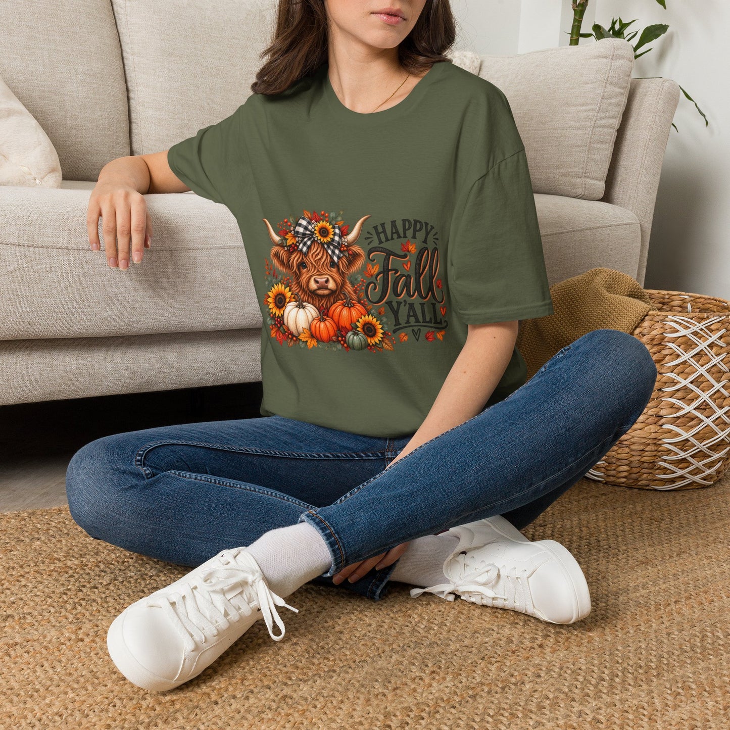 Happy Fall Y'all Highland Cow Shirt | Cute Fall Graphic Tee