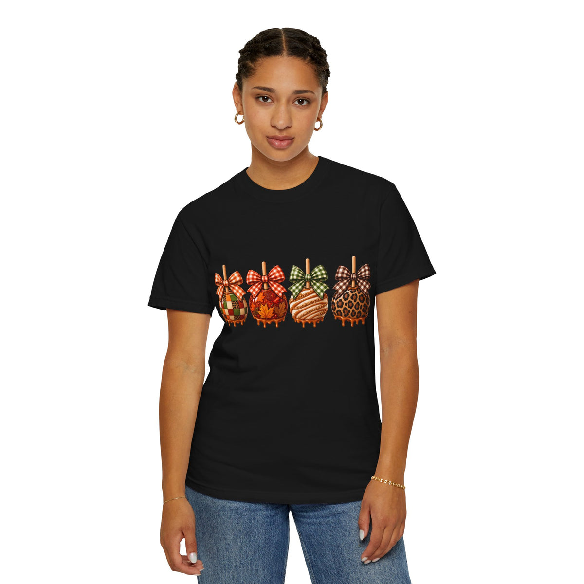 Fall Caramel Apple Graphic Tee – Cute Autumn Bow Shirt