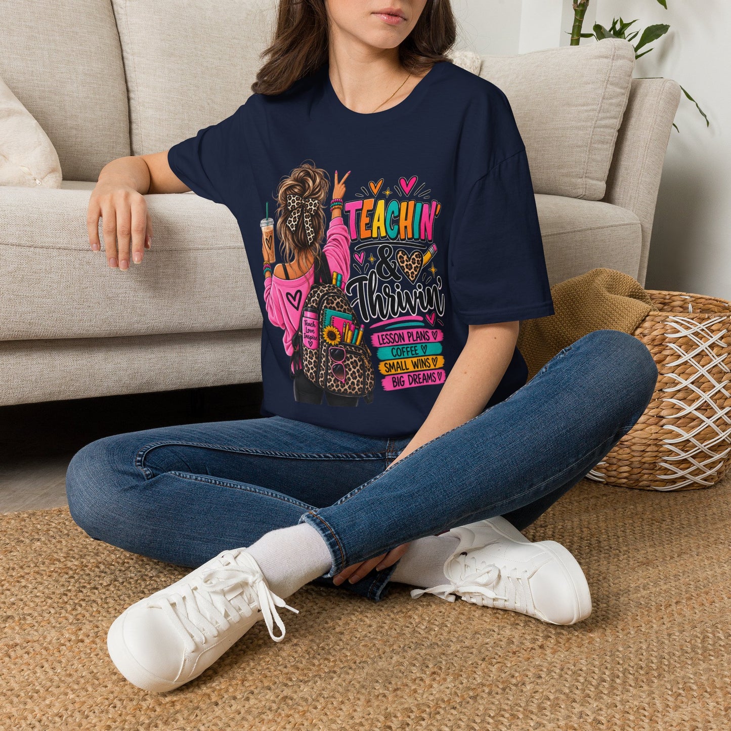 Teachin' & Thrivin' Teacher T-Shirt — Colorful Back-to-School Graphic Tee