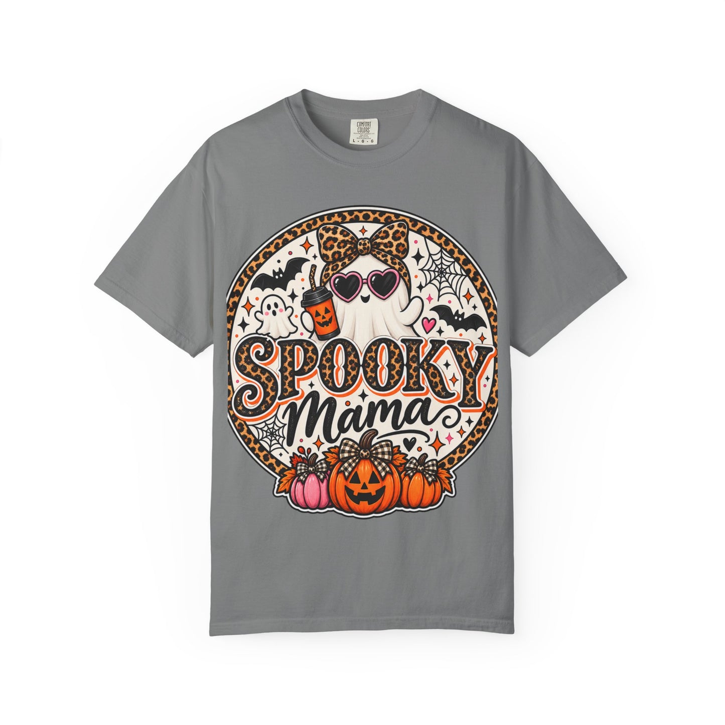 Spooky Mama Ghost Graphic Tee – Cute Leopard Halloween Shirt