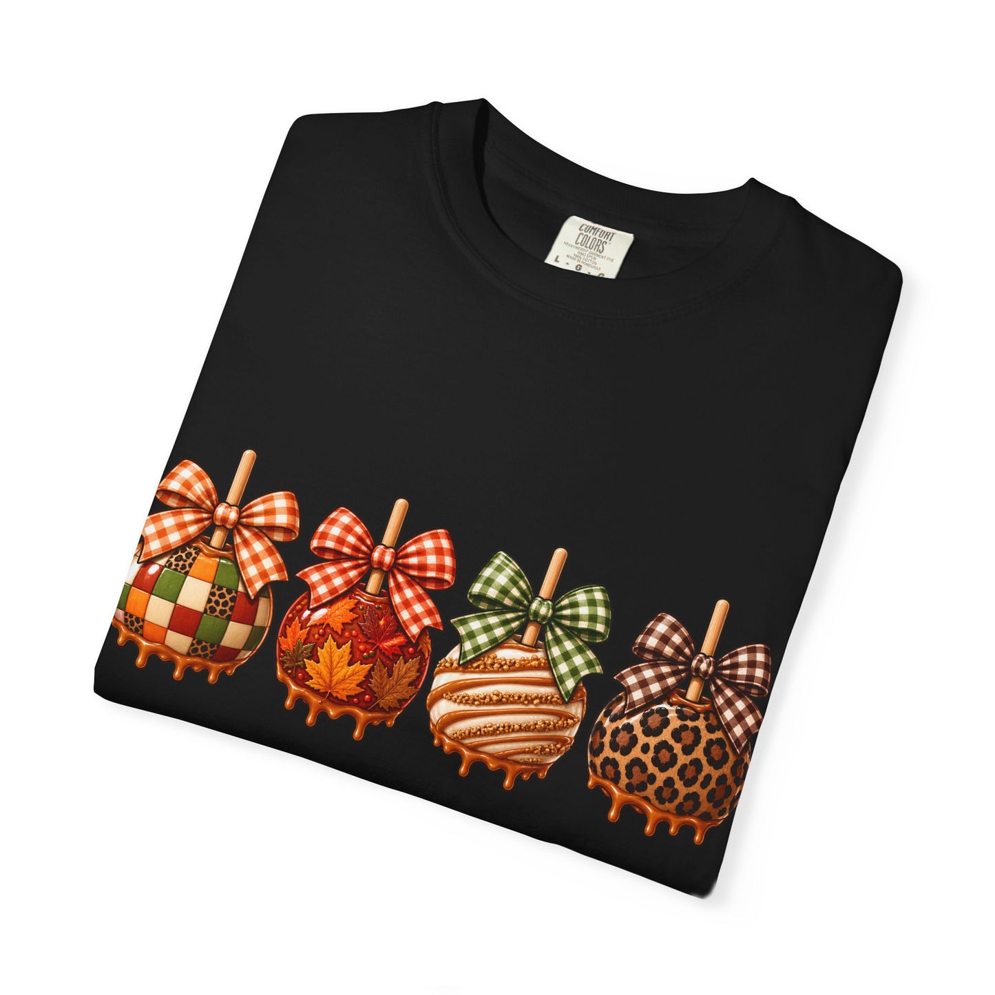 Fall Caramel Apple Graphic Tee – Cute Autumn Bow Shirt