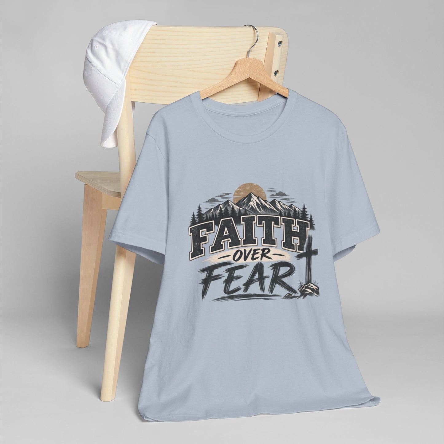 Faith Over Fear T-Shirt — Christian Inspirational Mountain Cross Tee