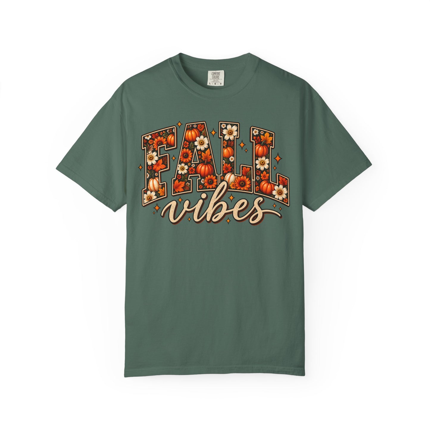 Fall Vibes Graphic Tee – Pumpkin & Floral Autumn Shirt