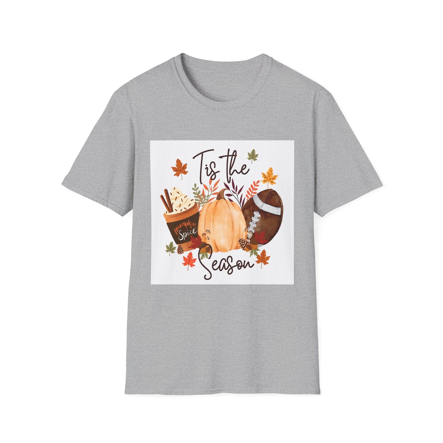 T-Shirt — "Tis the Season" Fall Pumpkin Football Graphic Tee