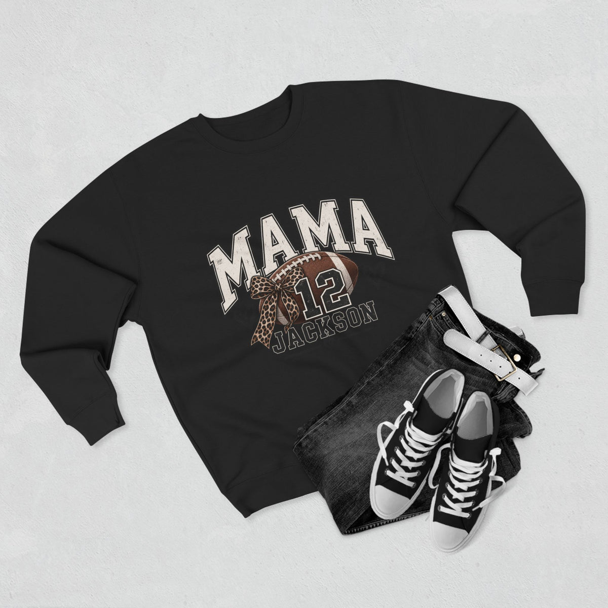 Personalized Football Mama Sweatshirt | Custom Player Name & Number Game Day Crewneck